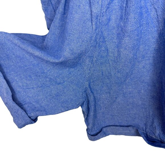 Artigianato Ricami Unisex Faux denim embroidered shorts overalls Size 2 - Picture 13 of 14